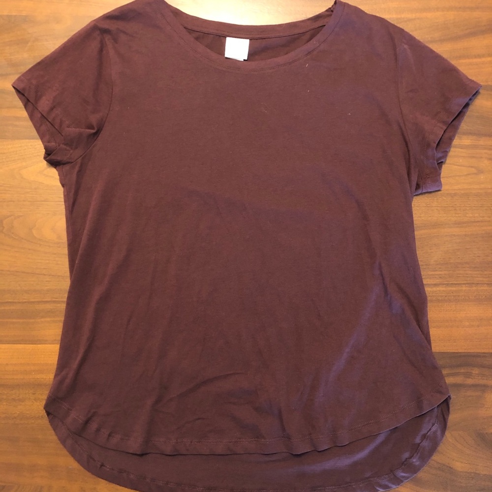 Maroon swoop neck t-shirt